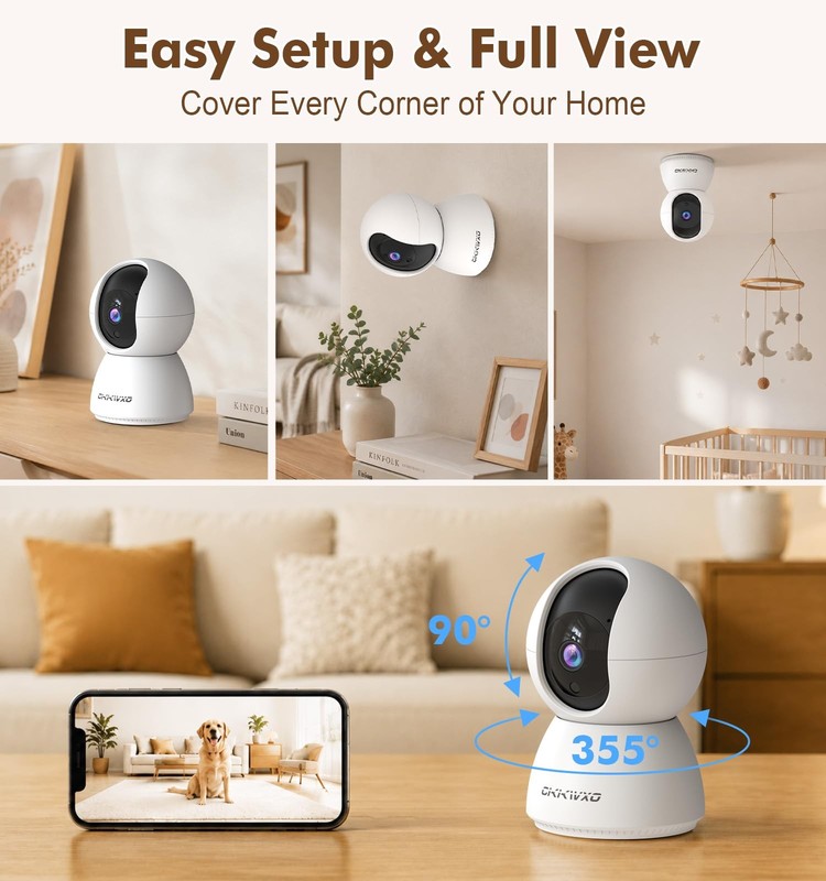 2K Wi-Fi Indoor Security Camera, 2.4/5GHz Wi-Fi Pet Cam, 3MP Camera for Baby ... gallery