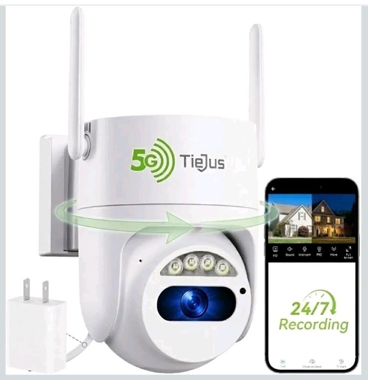 5G/2.4G Security Camera Outdoor, 3MP Wired Cameras 24/7 Recording, Plug-in Power