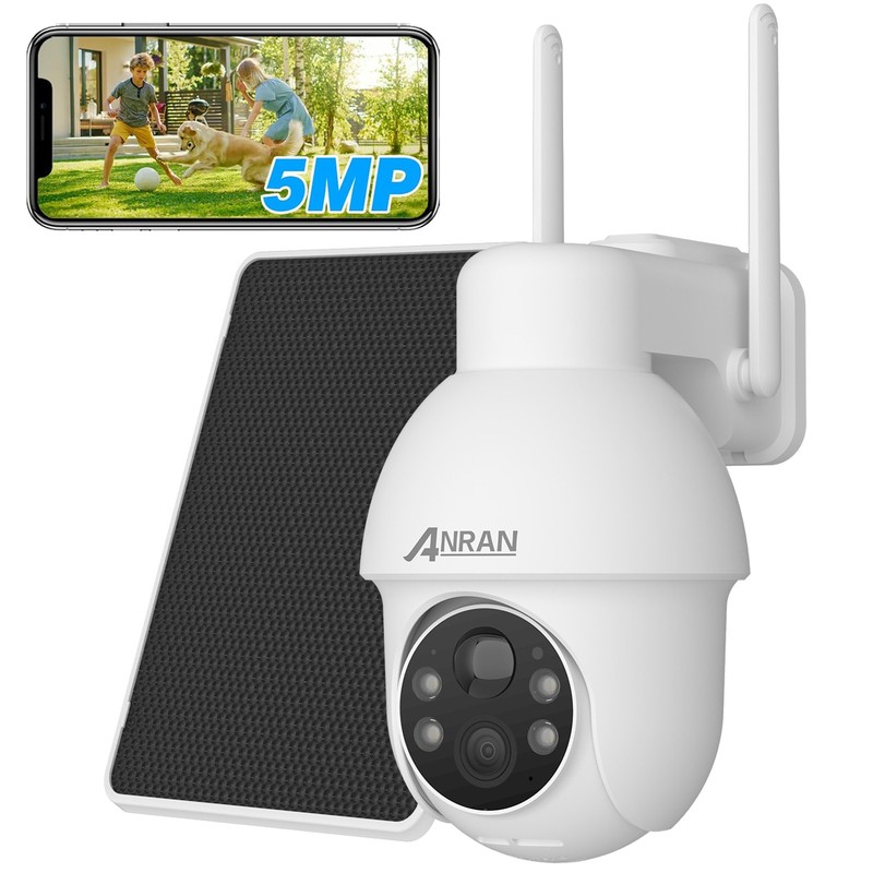 ANRAN 5MP Security Cameras Wireless Solar Wifi Home Outdoor Pan/Tilt Camera IP66
