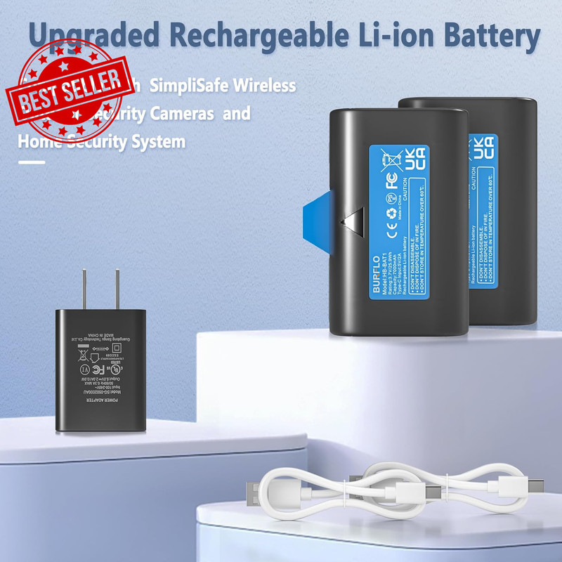 2-Pack Rechargeable Battery Wireless Outdoor Cameras 7000mAh with Cables gallery