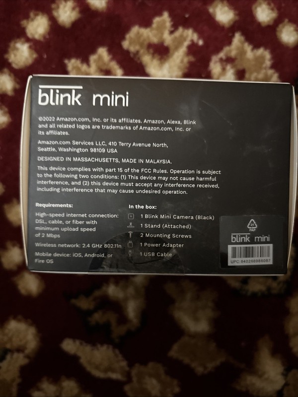 Blink BCM00300UB Mini Indoor 1080p Wi-Fi Security Camera - Black gallery