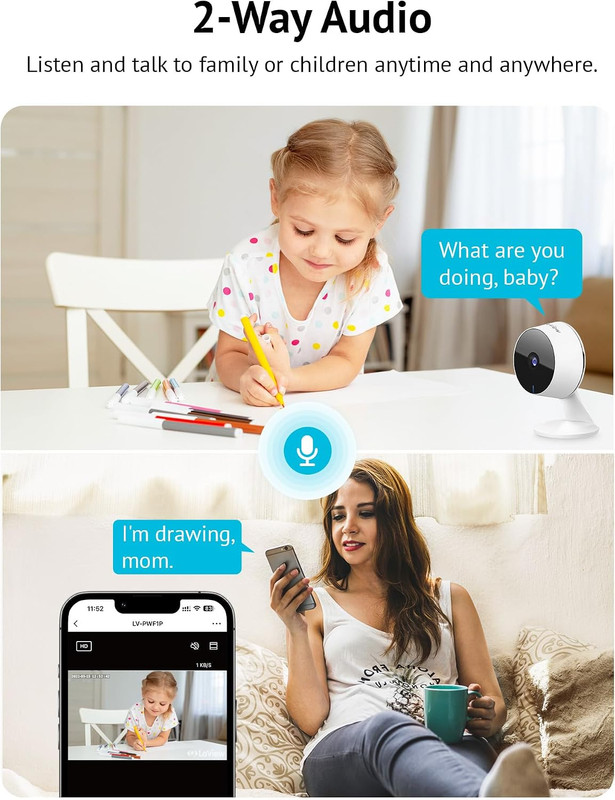 4MP 2K Indoor Security Camera, 5G/2.4GHz, Alexa Compatible, US Cloud gallery