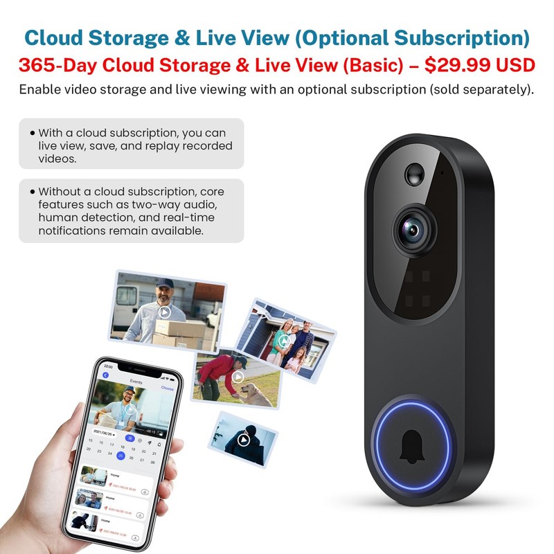 Doorbell Camera M52, Security Camera Outdoor/Indoor, 1080 HD with Night Visio... gallery