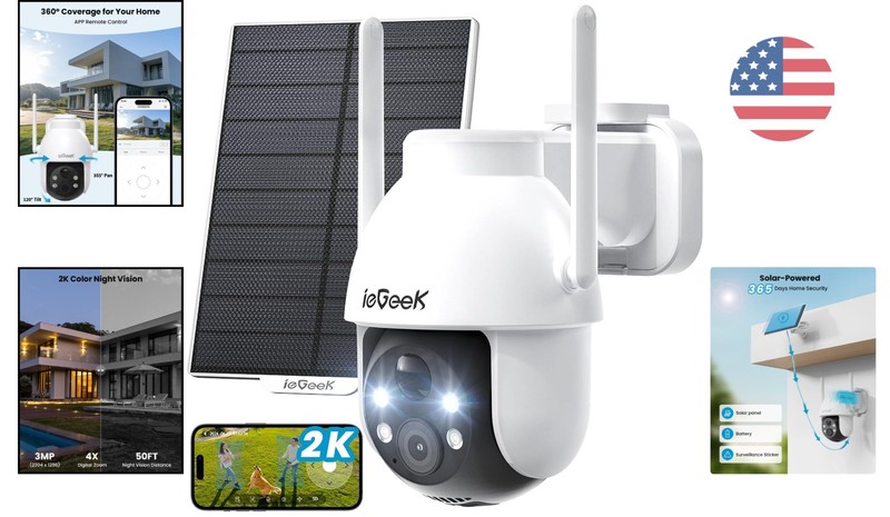 Advanced 2K QHD Solar Security Camera - Compatible with Alexa & Free Storage gallery
