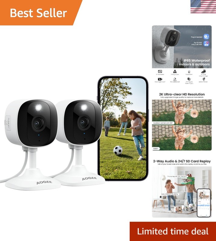 Easy Install 2K Waterproof Security Cameras with Color Night Vision & Alerts