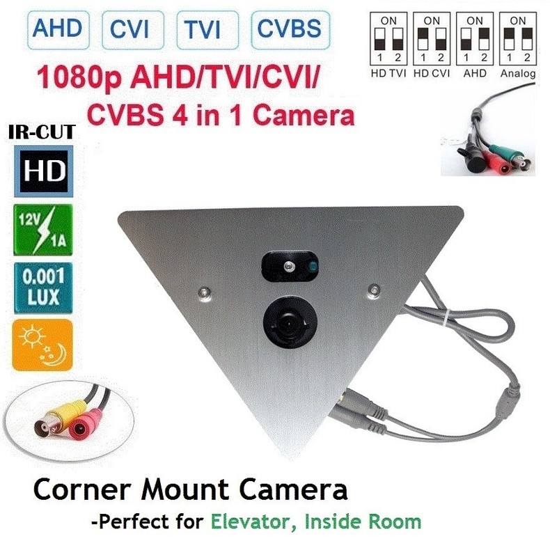 Qty1x Corner Elevator Mountable Camera – 1080P HD, 2.8mm Wide Angle – Day/Night