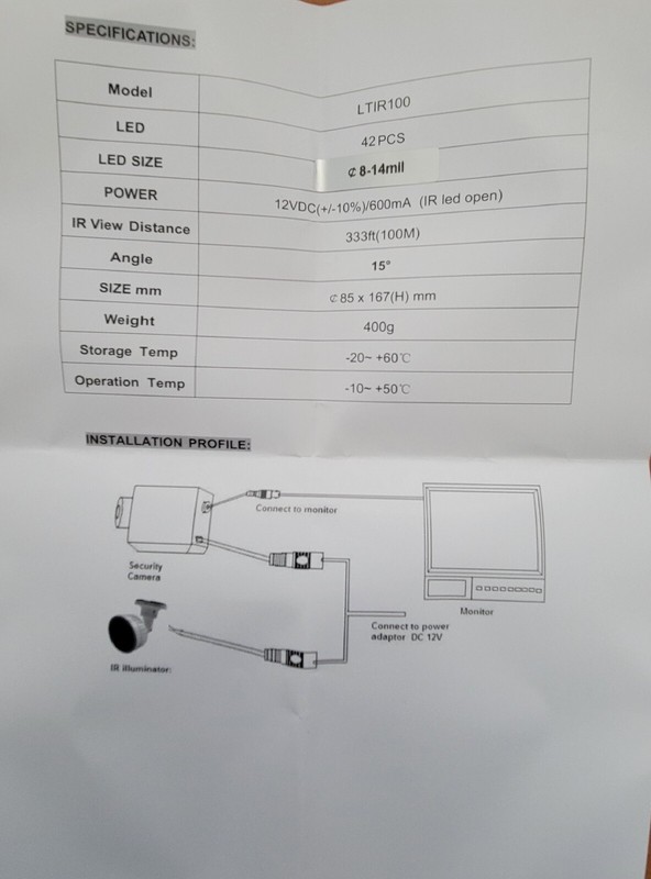 NEW! LTS LTIR100 LED Light Camera Infared LEDs With 333ft IR distance gallery
