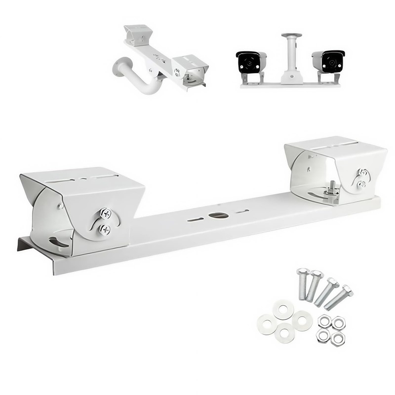 Horizontal Cross Bar Dual Camera Mount Bracket Extension Arm Security Holder