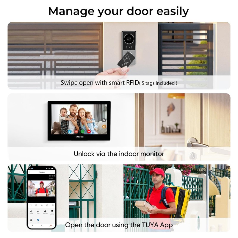 Wired Video Doorbell Camera with Indoor Monitor, Video Intercom System, 7" To... gallery