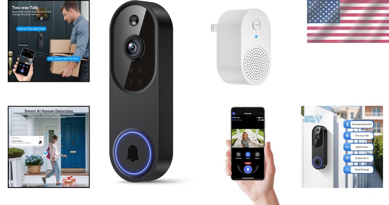 Outdoor Wireless Doorbell Camera with Night Vision & Two-Way Communication gallery