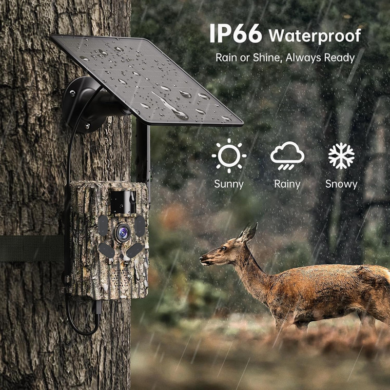 Cellular Trail Cameras with 48MP Photo 2K Live Streaming,Solar Powered,Deer Cam gallery