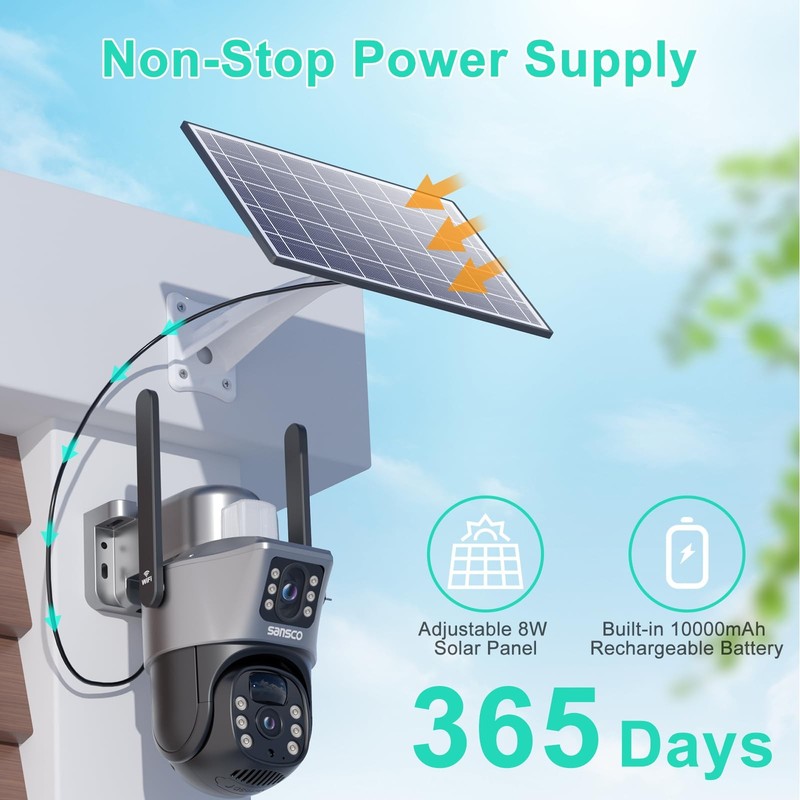 2K Dual Lens Solar Security Camera Wireless Outdoor, No Wires Needed, 2.4G & ... gallery