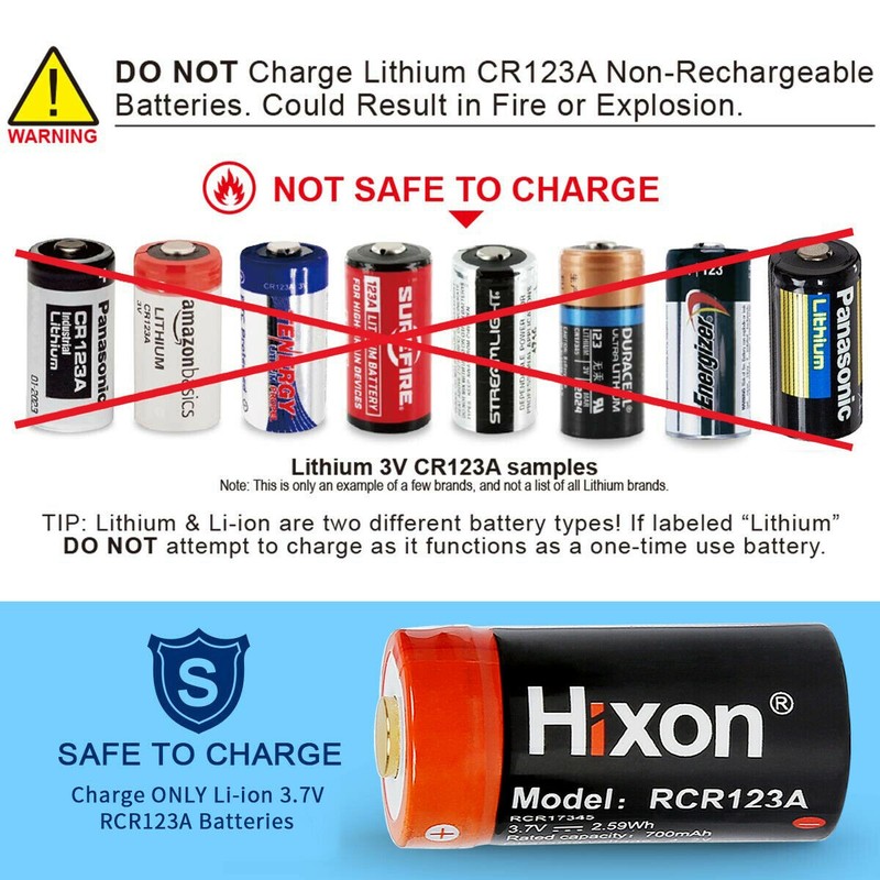 8X RCR123A 3.7V Rechargeable Li-Ion Batteries 700mAh & Charger for Arlo Camera gallery
