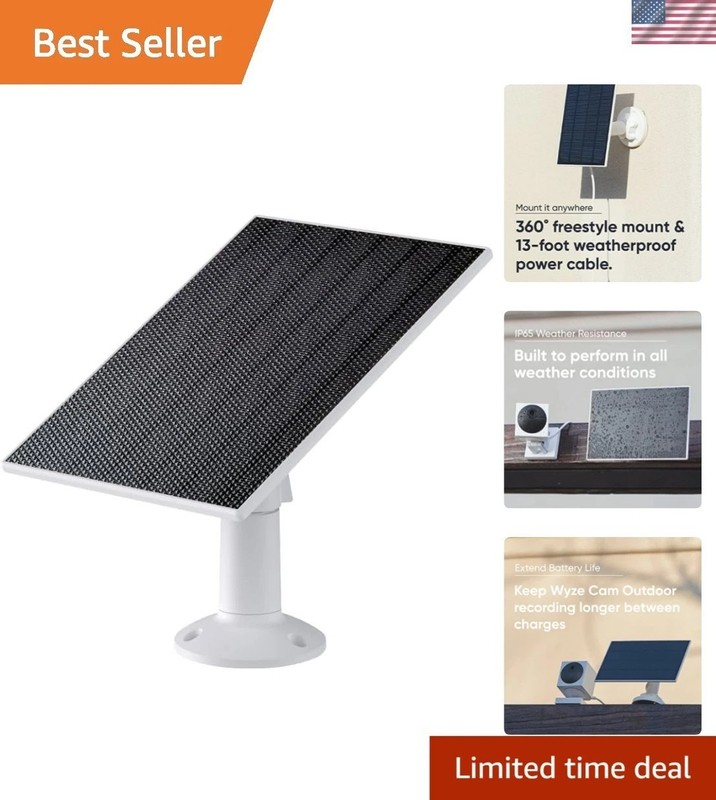Continuous Power Solar Panel for Battery Cam Pro – 2.5W, Easy Back Mount Setup
