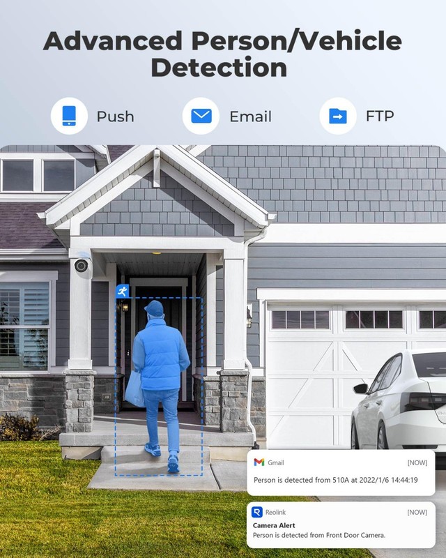 5MP PoE IP Security Camera - Person/Vehicle/Pet Detection, 100ft Night Vision, T gallery