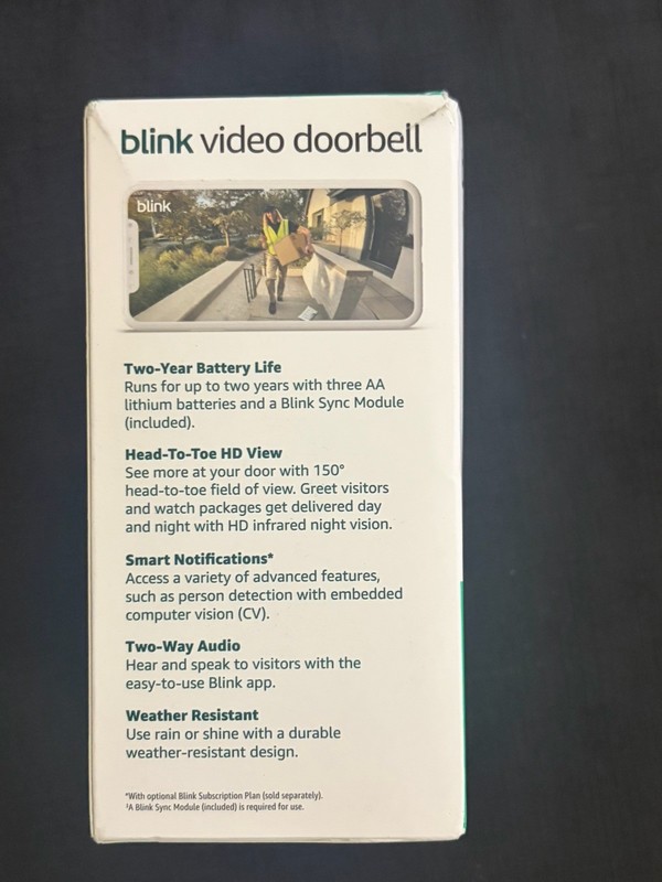 Blink Video Doorbell with Sync Module Core and Batter (2 Year Battery), Black gallery