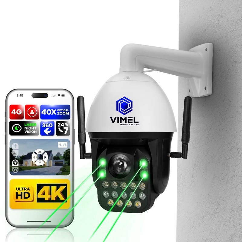 4G Security Camera ULTRA HD 4K 40X Optical Zoom LIVE VIEW 24/7 ALARM PTZ