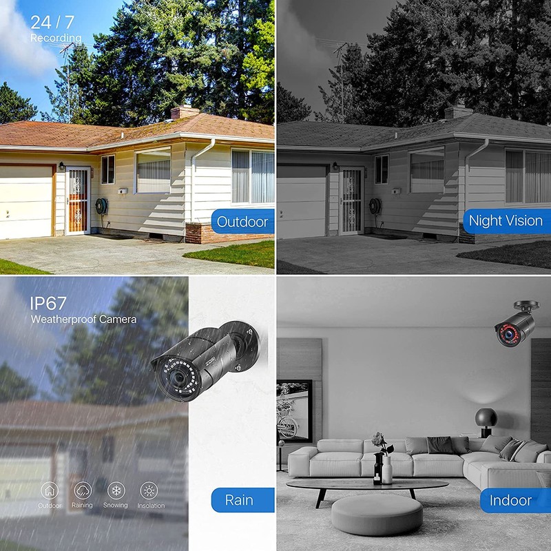ZOSI 1080P HD 4 in 1 TVI/CVI CCTV Surveillance Home outdoor security camera cam gallery