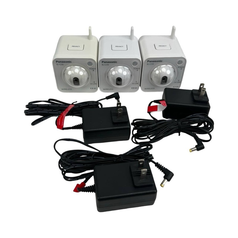 Lot of 3 PANASONIC BL-C230a Wireless Security Network Cameras w/ Power Adapters
