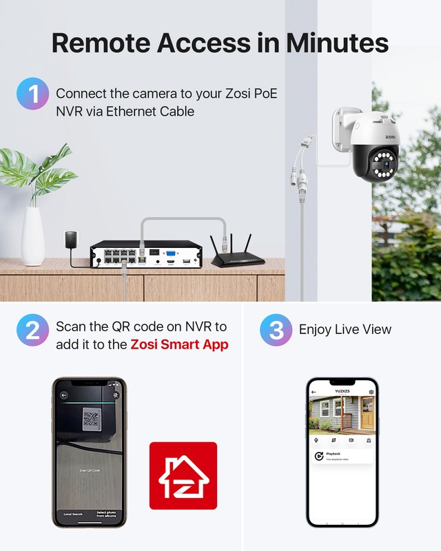ZOSI 2PK POE PTZ Security Camera Outdoor 5MP Vehicle Detect Auto Track System gallery