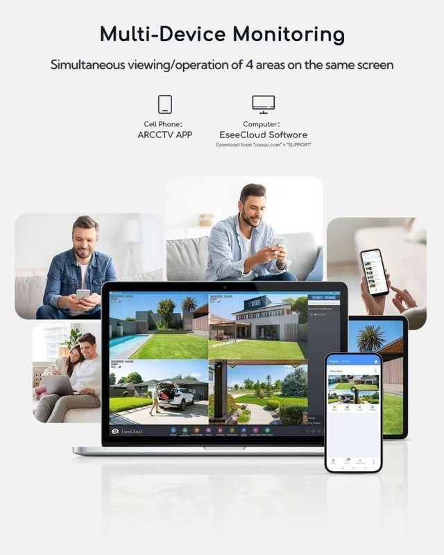 COOAU Wireless Outdoor Security Camera System 2 Solar Cameras With 4MP gallery