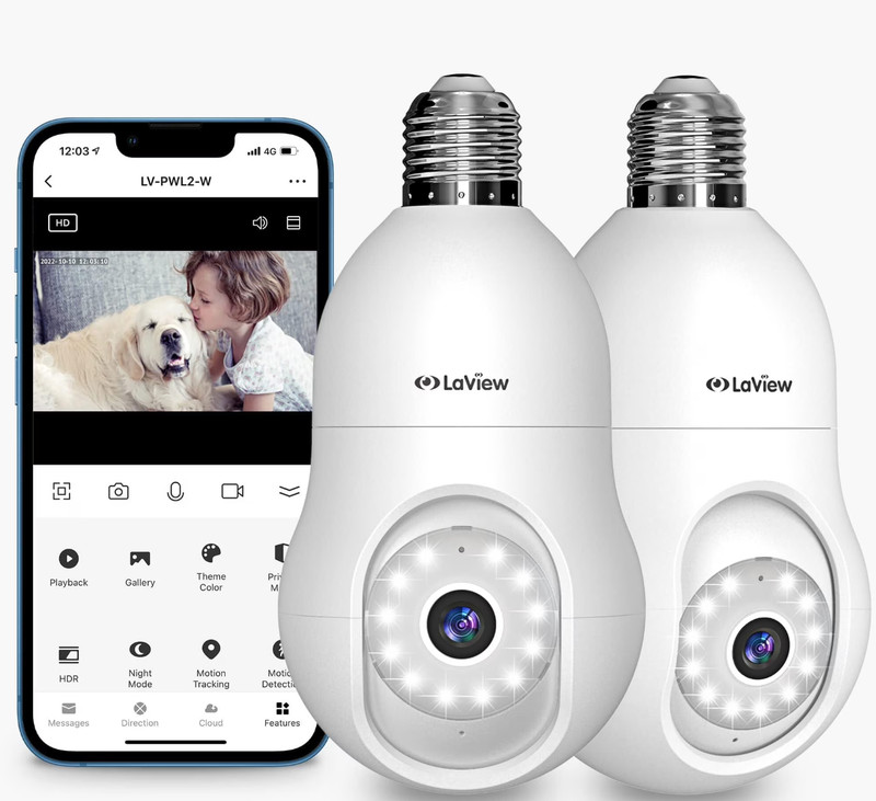 Light Bulb Security Camera 2 Packs, 5G&2.4GHz 2K Security Cameras Wireless Ou…