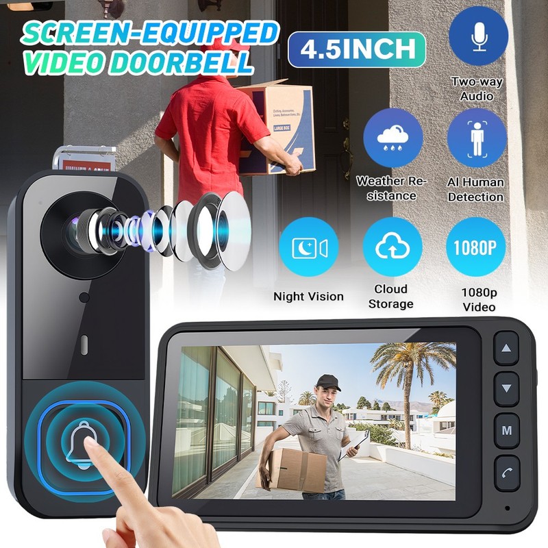 Wireless Video Camera Doorbell Monitor 2‑Way Talk Local Record for Home Security gallery