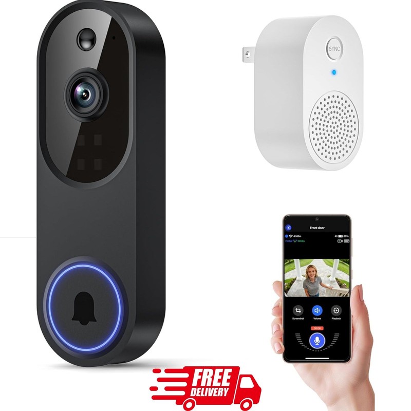 1080P WiFi Video Doorbell Camera Two Way Audio Night Vision AI Motion Detection