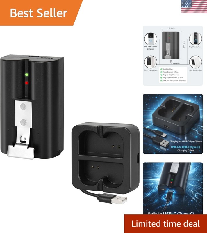 Effortless Power with 6040mAh Battery and Dual USB Charger for Ring Devices