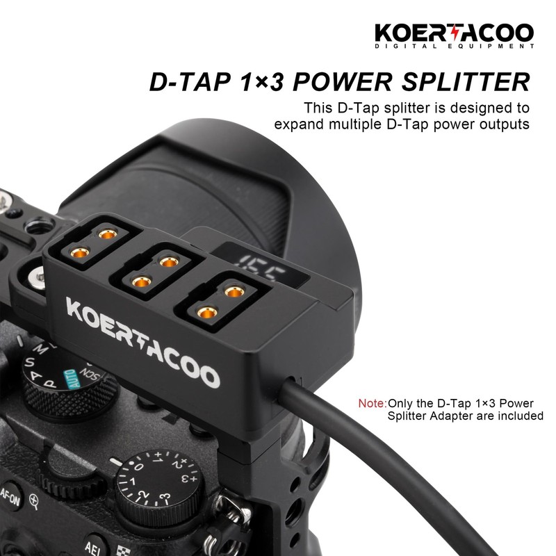D-Tap 1×3 Power Splitter Adapter with Voltage Display & 1/4 Mounting Screws f... gallery