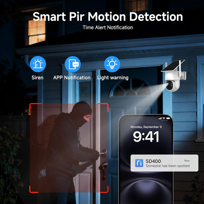2K Solar Security Camera Wireless Outdoor, 360° Pan/Tilt Camera with Dual-Band W gallery