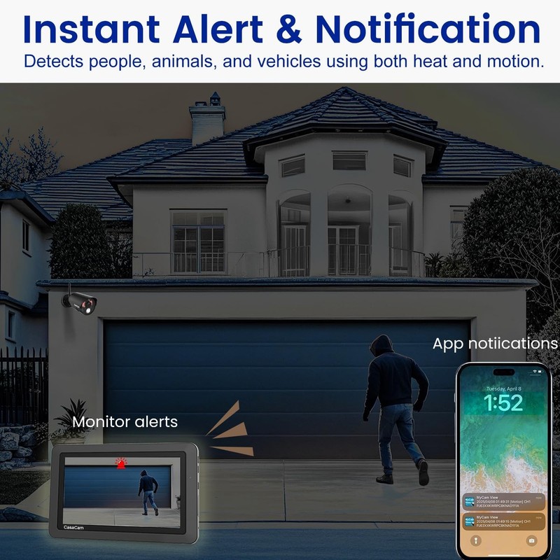 CasaCam Wireless Security Camera System 7in Monitor 2 Cam gallery