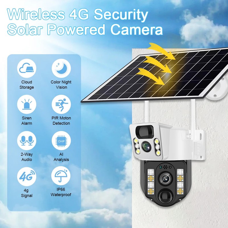 4G Solar Surveillance Cameras Wifi Wireless Outdoor Smart Home Security Monitor gallery