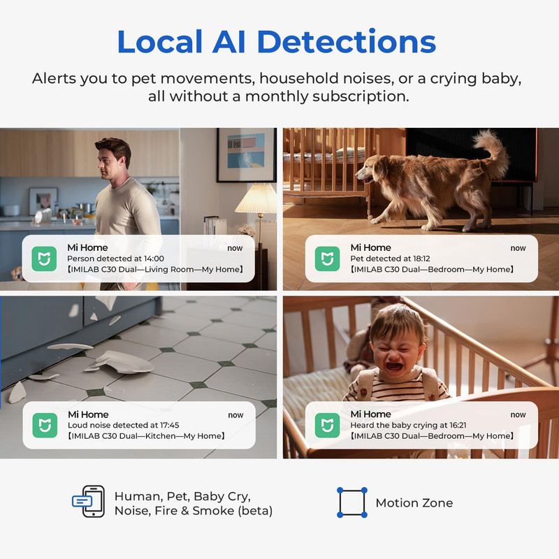 3K Dual Lens Security Camera for Pets & Babies, Color Night Vision, Two-Way Audi gallery