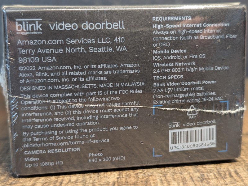 Blink Smart Wi-Fi Video Doorbell Wired/Battery with 2 Way Audio Alexa Black WOW! gallery