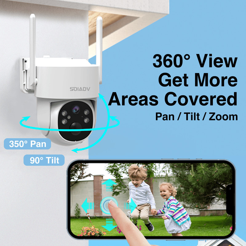 Solar Battery Powered Security Camera WiFi6 Wireless System PTZ 3MP IP65 Outdoor gallery