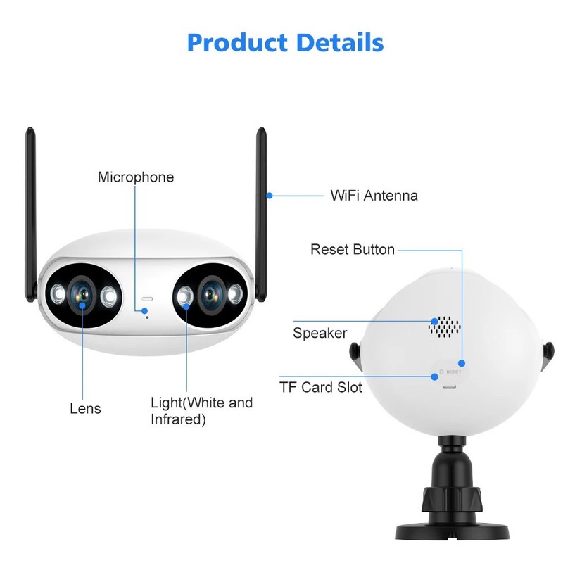 Wifi/PoE Panoramic 8MP 180° Dual Lens Full Color IR IP Camera Bullet iCSee/XMEYE gallery