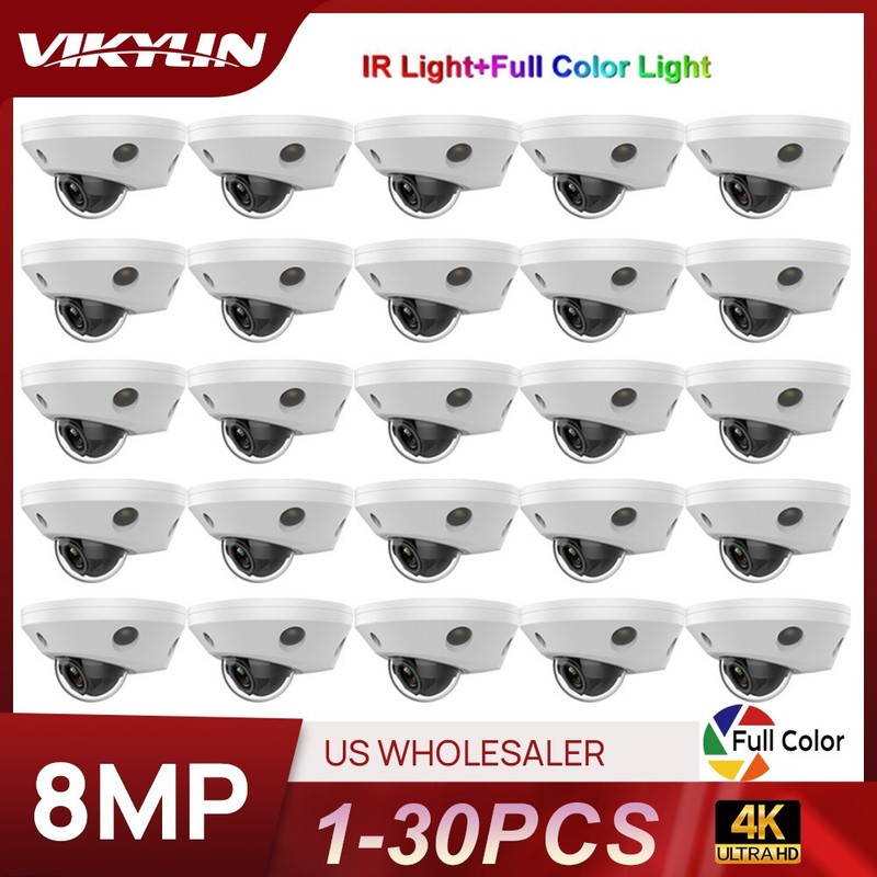 1-30pcs Vikylin 4K 8MP Mini Dome Security IP Camera Full Color+IR MIC POE US Lot