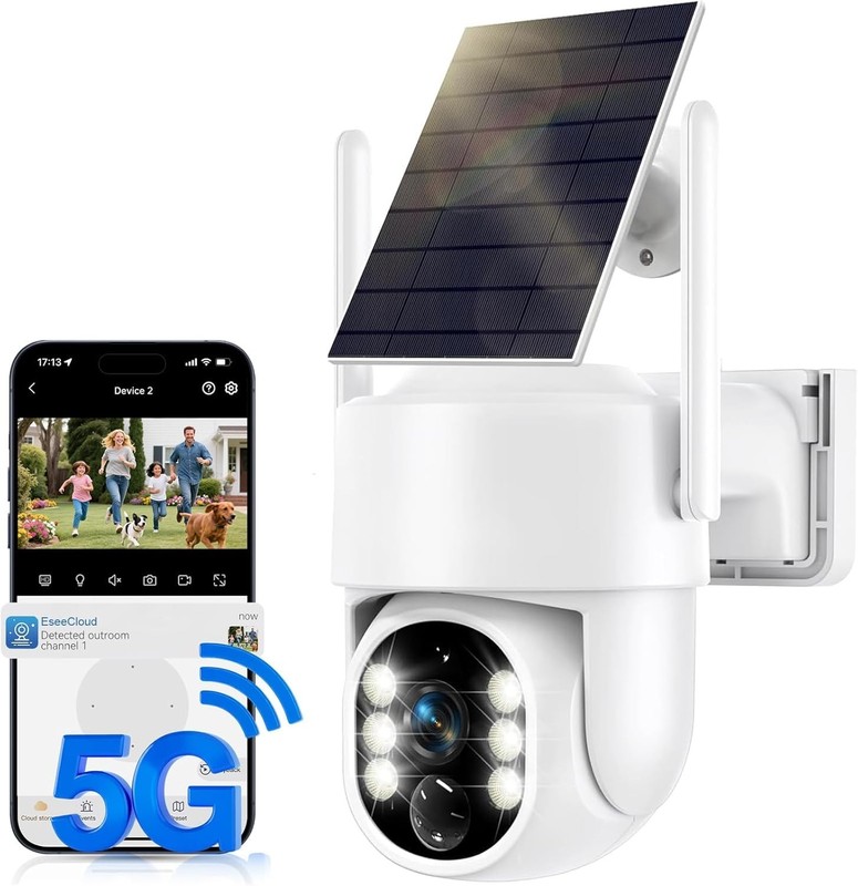 Solar Security Cameras Wireless Outdoor, 5G/2.4GHz WiFi Outdoor Security Came…