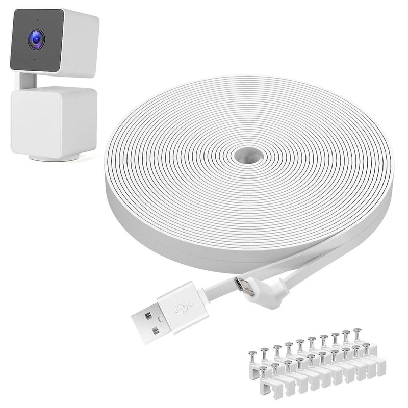 LUOYEE 2 Pack 40FT Power Extension Cable Compatible with WYZE Cam Pan White