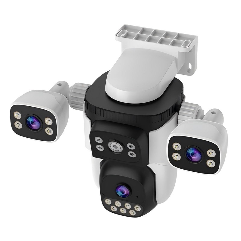 Triple Lens WiFi PTZ Security Camera, Three Cameras in One, Side Cameras with…