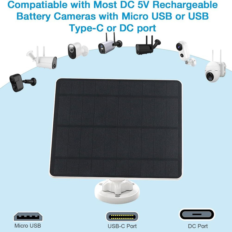 Solar Panel for Security Camera,5W USB Solar Panel for Cameras DC 5V,Camera Sola gallery