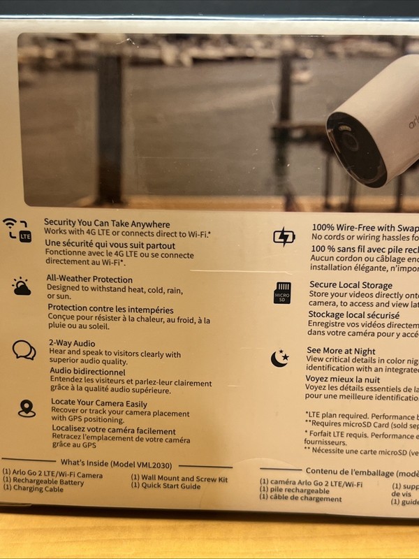 Arlo Go 2 LTE Wi-Fi Security Camera VML2030-100NAS HD Rechargeable New Sealed gallery