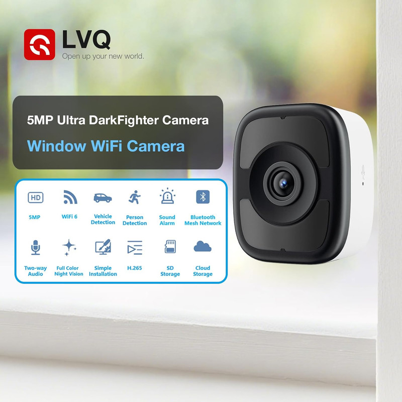 5MP 3K Window Camera, 2.4G & 5G Wifi Indoor Cameras for Home Security with Color gallery