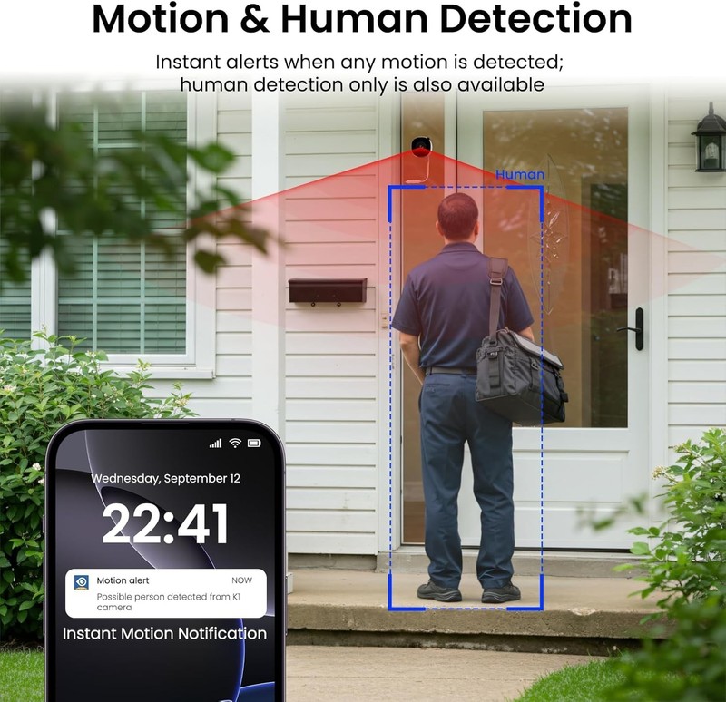 No Drill 2-Pack Security Cameras: Color Night Vision & AI Human Detection gallery