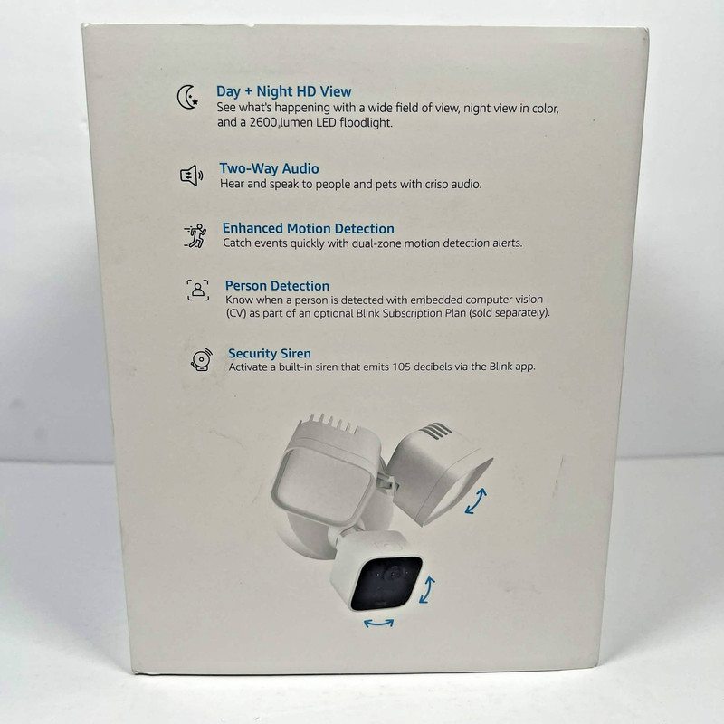 NEW Blink Wired Floodlight Camera HD Smart Security Cam Alexa Sealed - White gallery