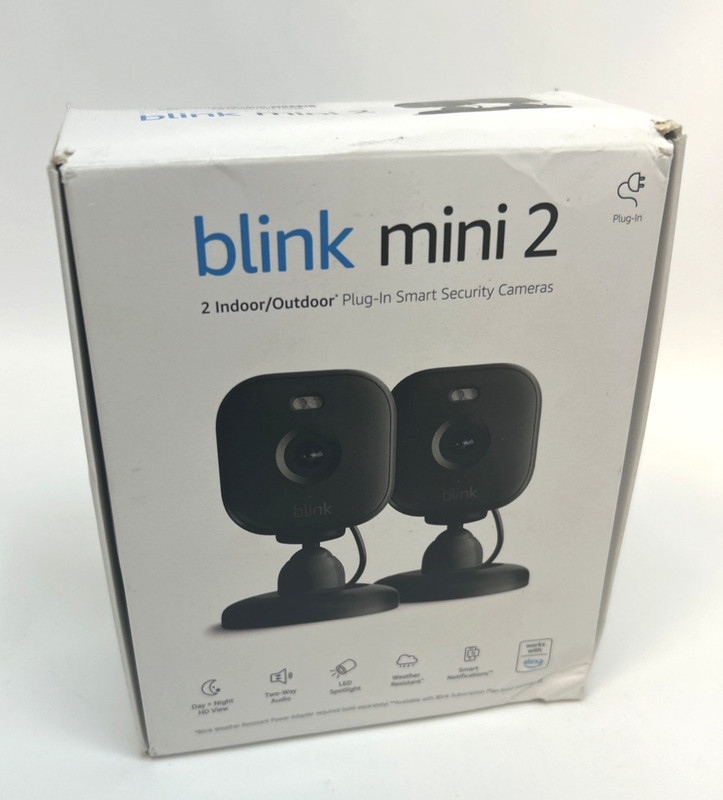 2-PACK Blink Mini 2 Plug-in 1080P HD Smart Security Cameras *NEW – See Box*