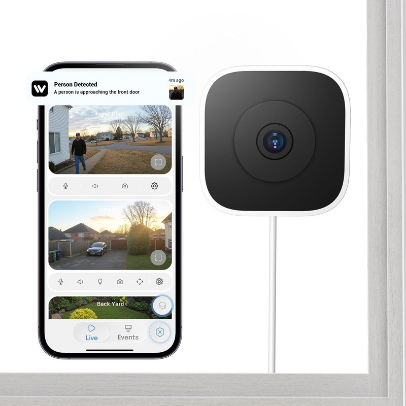 3MP 2K Window Camera, Wifi Indoor Cameras for Home Security with Blacklight Max
