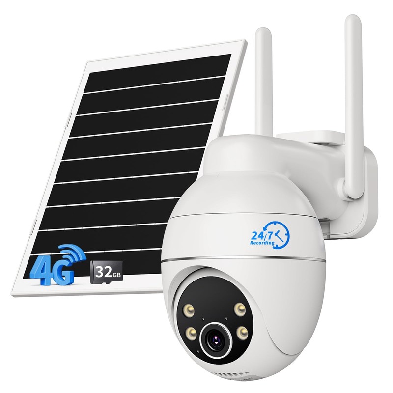 4G LTE Cellular Security Camera with Pre-Installed SIM Card, 24/7 Recording, …