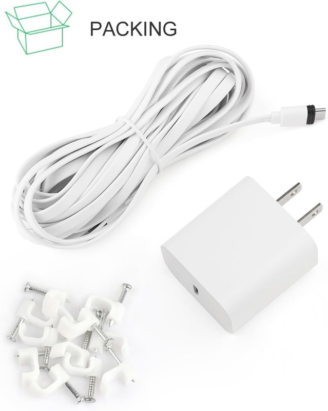 Power Adapter For Ring Spotlight Cam Plus/pro battery With 25ft/7.5m Flat Weat gallery
